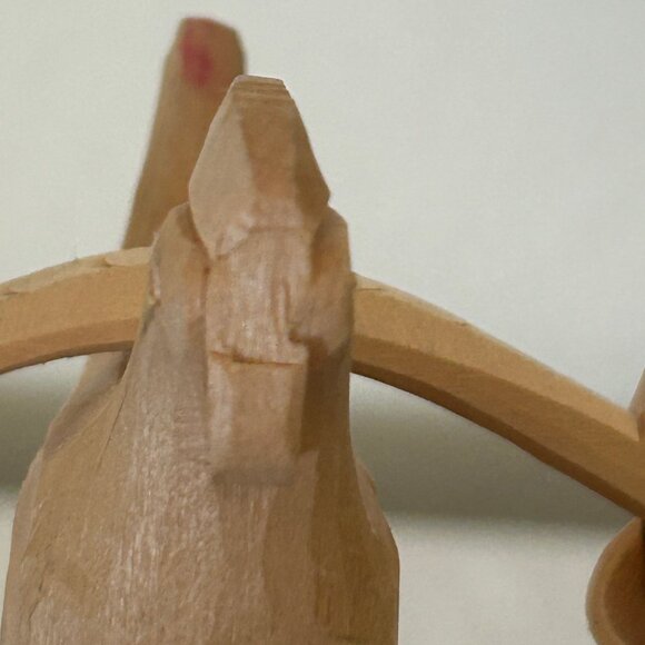 USSR Russia Wooden Hand Carved Moving Rooster Chicken with Buckets Toy - Picture 8 of 11